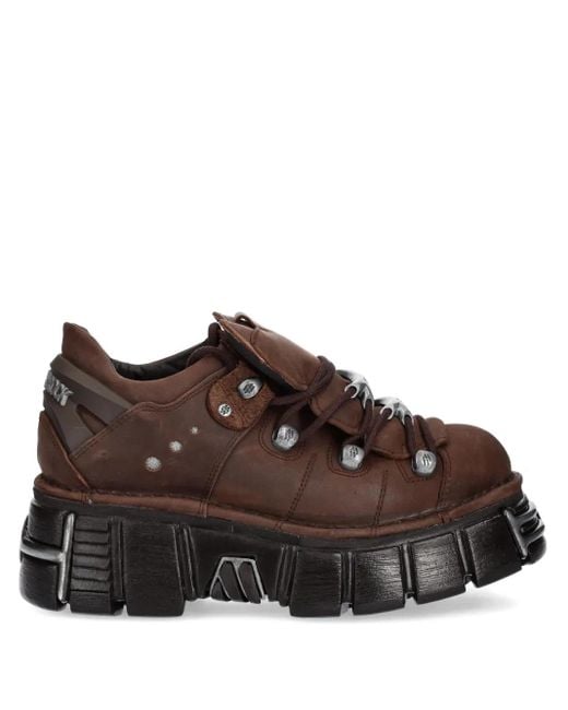 New Rock Brown Lace-Up Platform Shoes