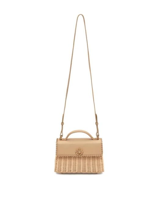 Isla Brown Woven Top-Handle Shoulder Bag