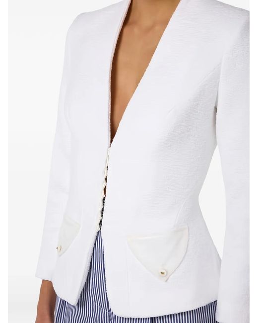 Elisabetta Franchi White Bouclé Tweed Jacket