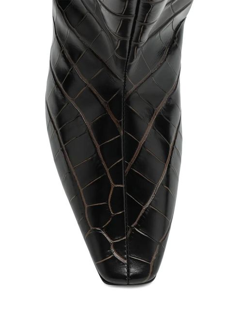 Totême Black Croc-Embossed Knee-High Boots