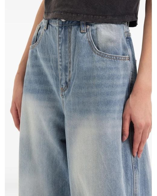 Mini Cream Blue Jean À Effet Délavé Et Imprimé Ailes