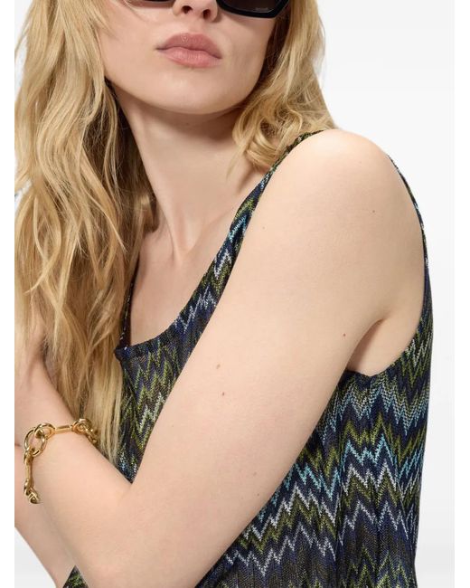 Missoni Green Sleeveless Viscose Top With Snake Motif