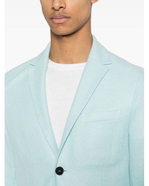Harris Wharf London Blue Single-Breasted Honeycomb Blazer for men