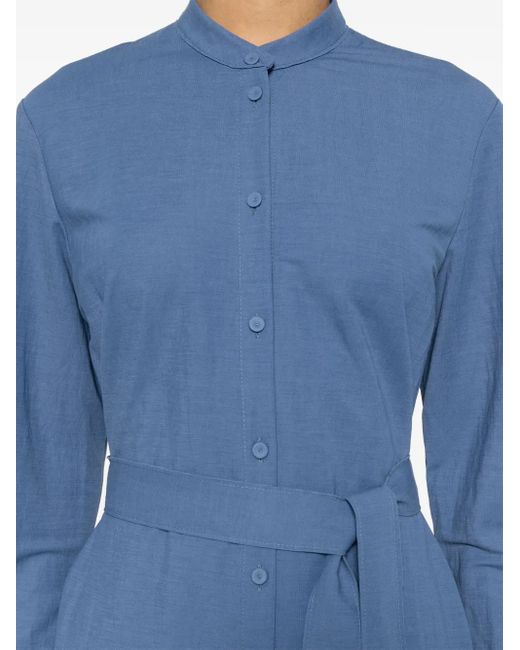 Harris Wharf London Blue Belted Shirt Midi Dress