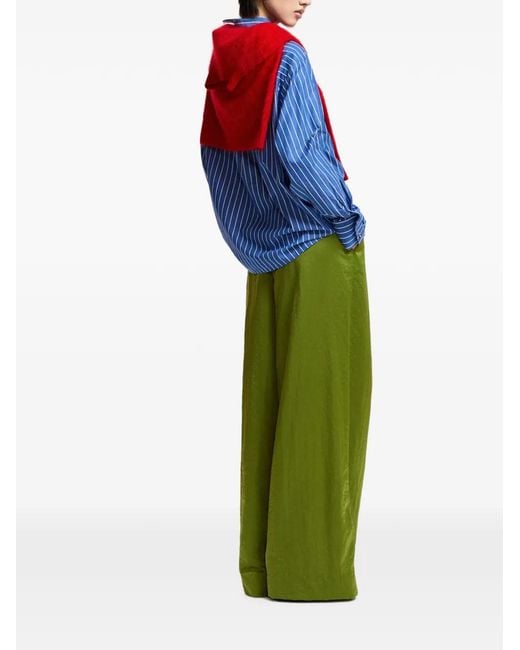Essentiel Antwerp Green Pleated Wide-Leg Trousers