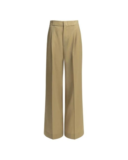 Sa Su Phi Natural Pleated Wide-Leg Trousers