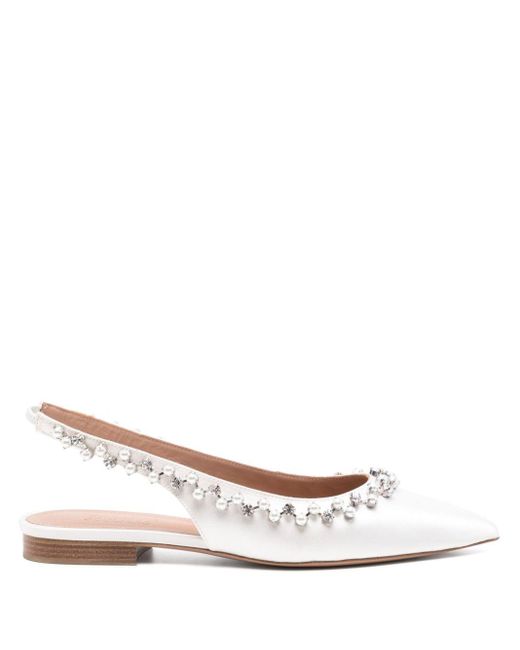 Malone Souliers White Giselle Leather Ballerina Shoes