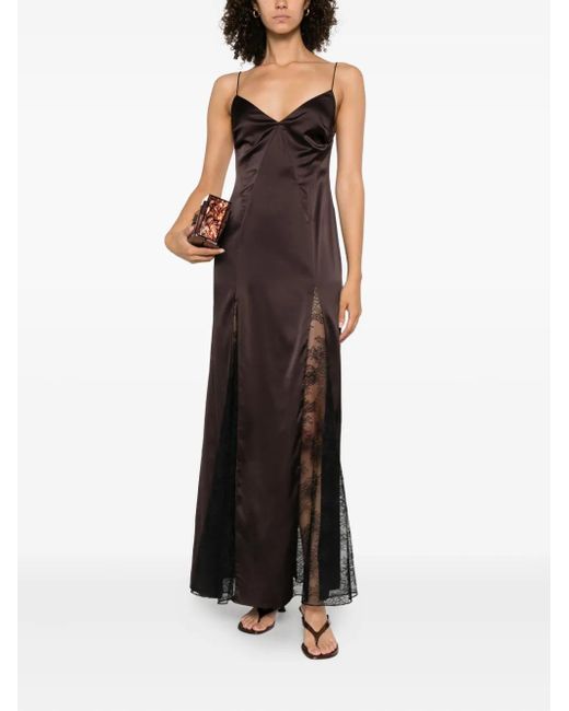 Staud Brown Trinity Lace-Insert Maxi Dress