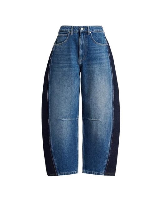 Essentiel Antwerp Blue Raw-Edge Barrel-Leg Jeans