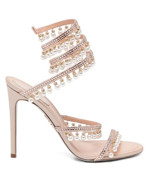 Rene Caovilla Pink 110Mm Crystal-Embellished Heeled Sandals