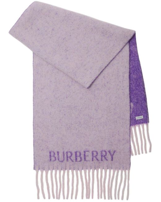 Burberry Purple Ekd Alpaca Wool Scarf