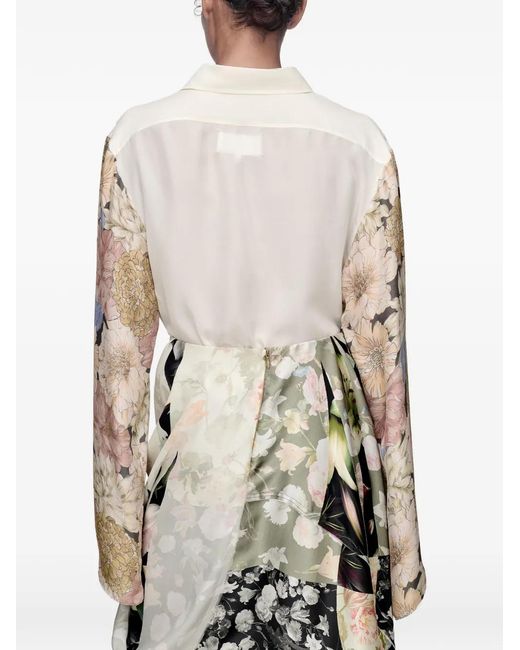 Maison Margiela White Floral-Sleeve Shirt