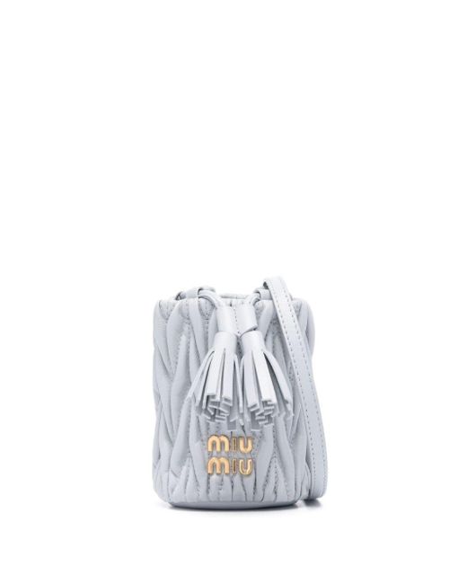 Miu Miu Matelassé Mini-tas Met Logoprint in het White