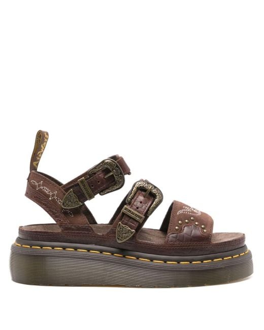 Dr. Martens Brown Gryphon Leather Platform Sandals