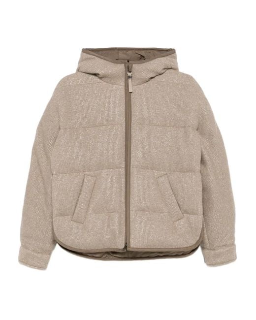 Brunello Cucinelli Natural Hooded Puffer Jacket