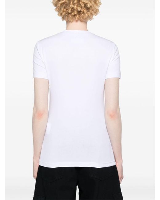 Versace White T-Shirt mit Stras-verblend