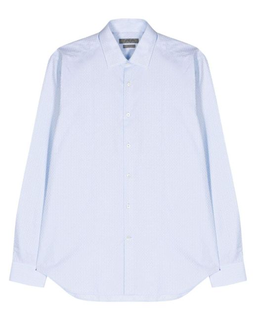 Corneliani White Jacquard Cotton Shirt for men