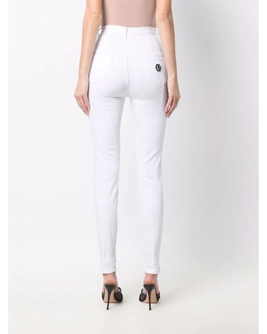 Philipp Plein White Super High-Waist Skinny Jeans