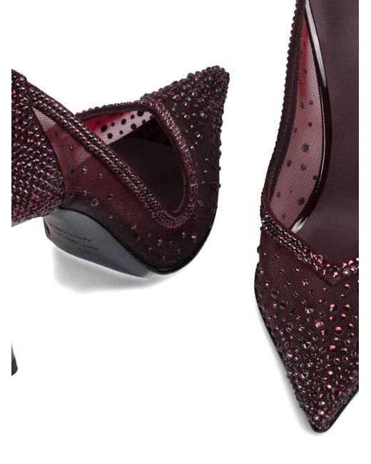 Le Silla Purple 100Mm Nicole Crystal-Embellished Mesh Pumps