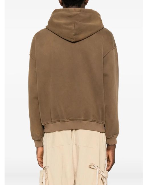Kidsuper Brown Face-Appliqué Zip-Up Hoodie for men
