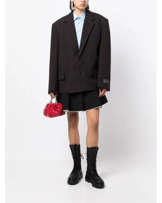 we11done Black Grid-Pattern Single-Breasted Blazer