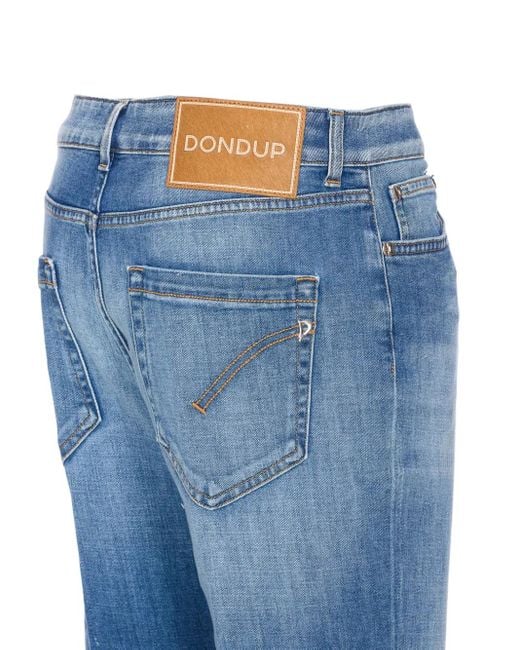 Dondup Blue Button-Fly Patch-Pocket Jeans