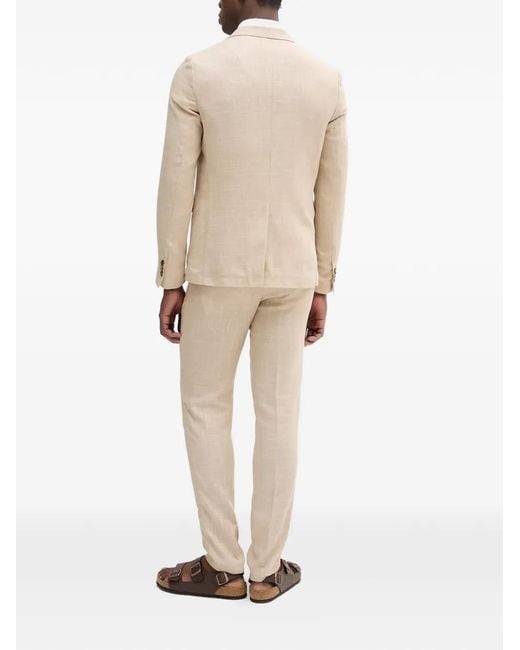 Lindbergh Natural Buttoned Notched-Lapels Suit for men