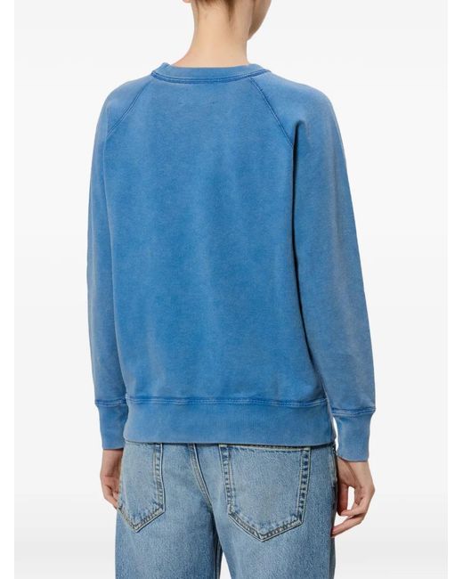 Isabel Marant Blue Logo-Print Raglan-Sleeve Sweatshirt