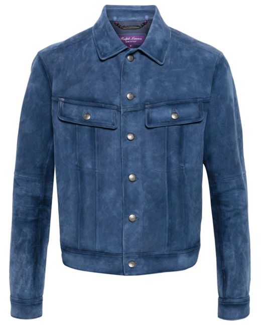 Ralph Lauren Purple Label Clifton Suède Shirtjack in het Blue voor heren