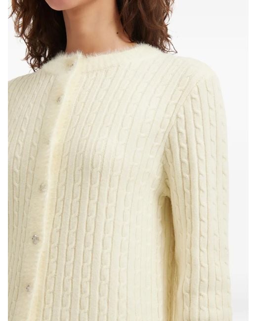 B+ AB White Cable Knit Button Cardigan