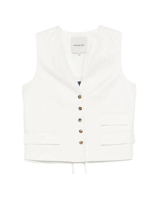 Herskind White Samos Button-Up Waistcoat