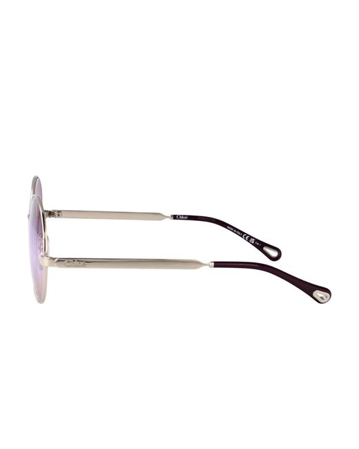 Chloé Purple Round-Frame Gradient Sunglasses