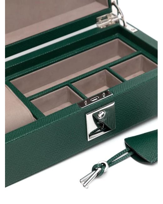 Smythson Green Panama Leather Watch Box for men