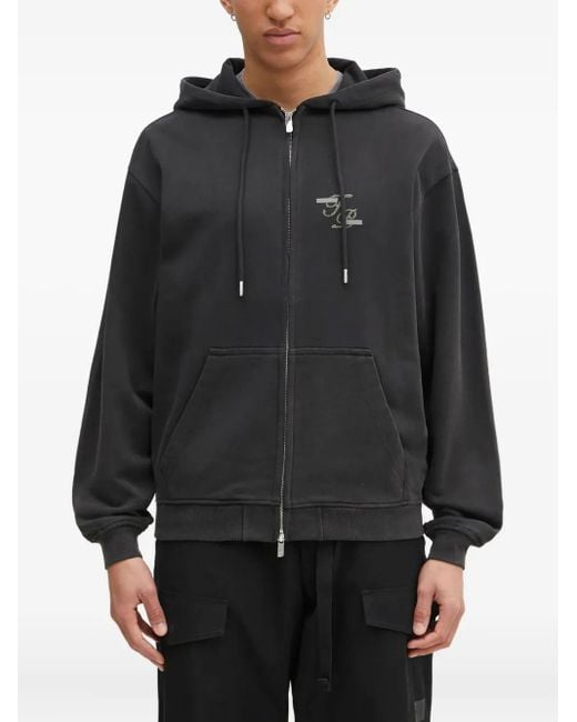 Sudadera con capucha y logo Filling Pieces de hombre de color Black