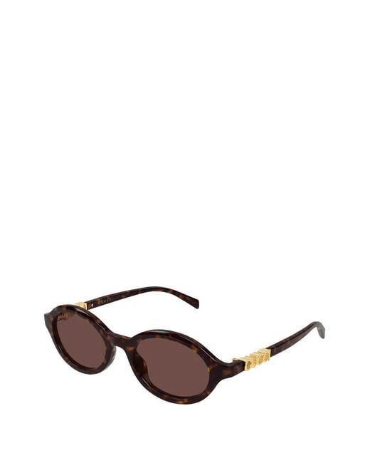 Gucci Brown 3D Block Logo Oval Sunglasses