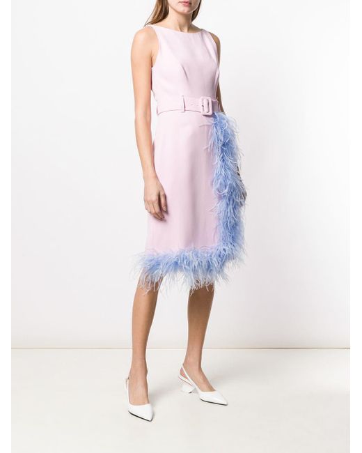 pink feather trim dress