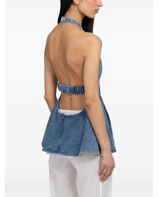 GIMAGUAS Blue Halterneck Backless Top