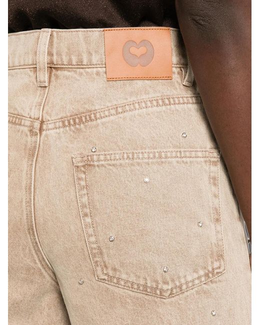 Maje White Crystal-Embellished Straight-Leg Jeans