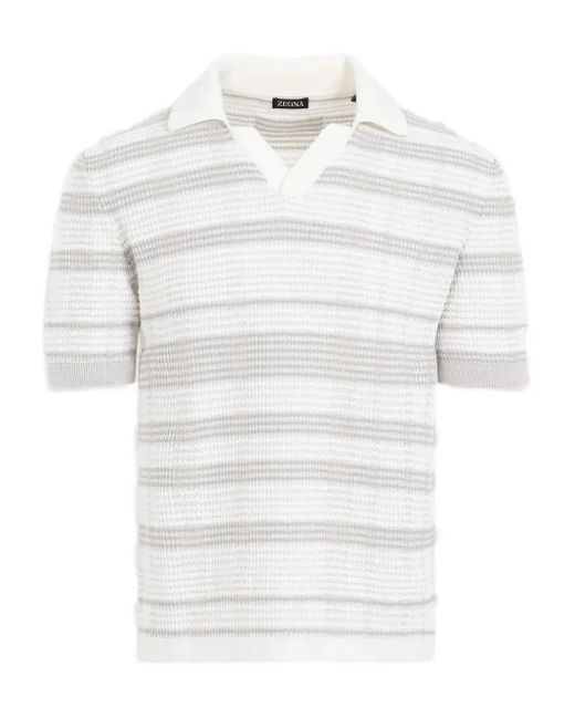 Zegna Gestricktes T-Shirt mit Streifenmuster in White für Herren