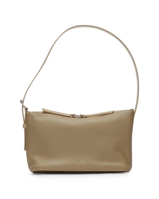 A.P.C. White Vera Leather Shoulder Bag