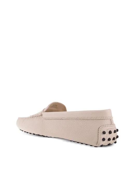 Tod's Pink Round-Toe Leather Loafers