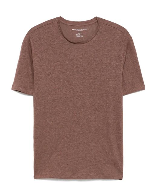 Majestic Filatures Brown Round-Neck T-Shirt for men