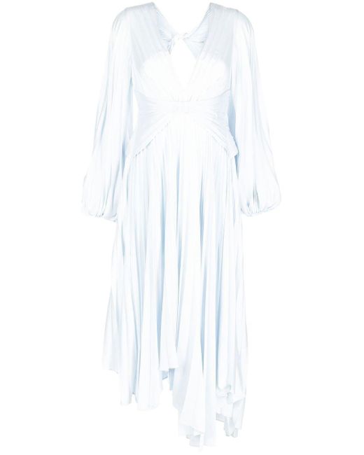 Acler White Palms Pleated Maxi Dress