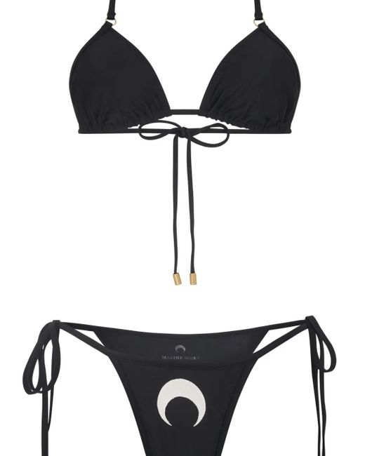 MARINE SERRE Black Crescent Moon Bikini Set