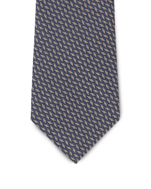 Giorgio Armani Zijden Stropdas Met Geometrisch Patroon in het Blue voor heren