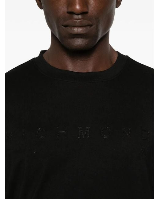 John Richmond Black Logo-Embroidered T-Shirt for men