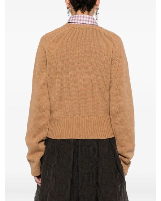 Ganni Natural V-Neck Wool Sweater