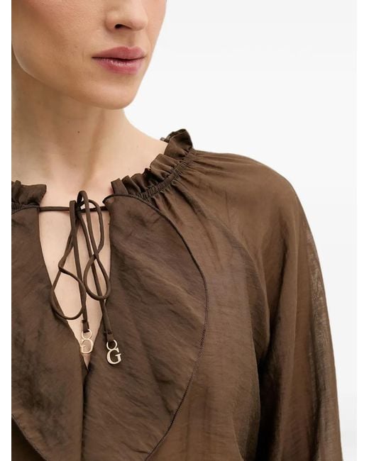 Guess Natural Ruffled Tie-Fastening Blouse