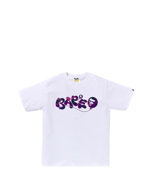 A Bathing Ape White Graphic-Print T-Shirt for men