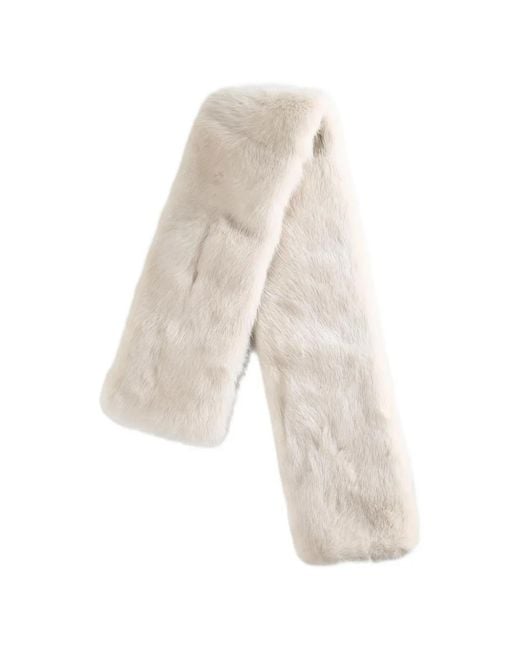 Yves Salomon White Fur-Texture Scarf